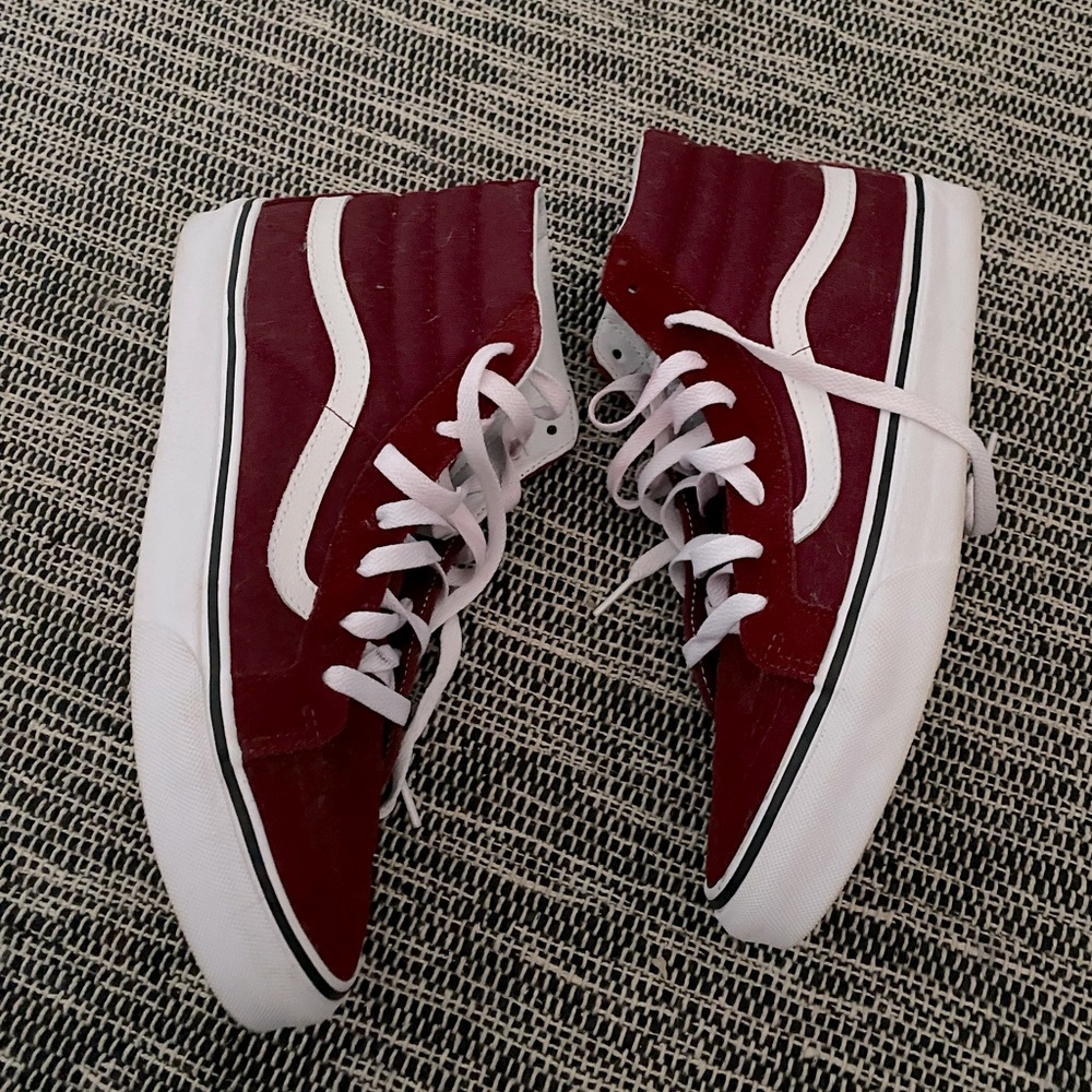 Vans high top burgundy size 8.5 men 10 women